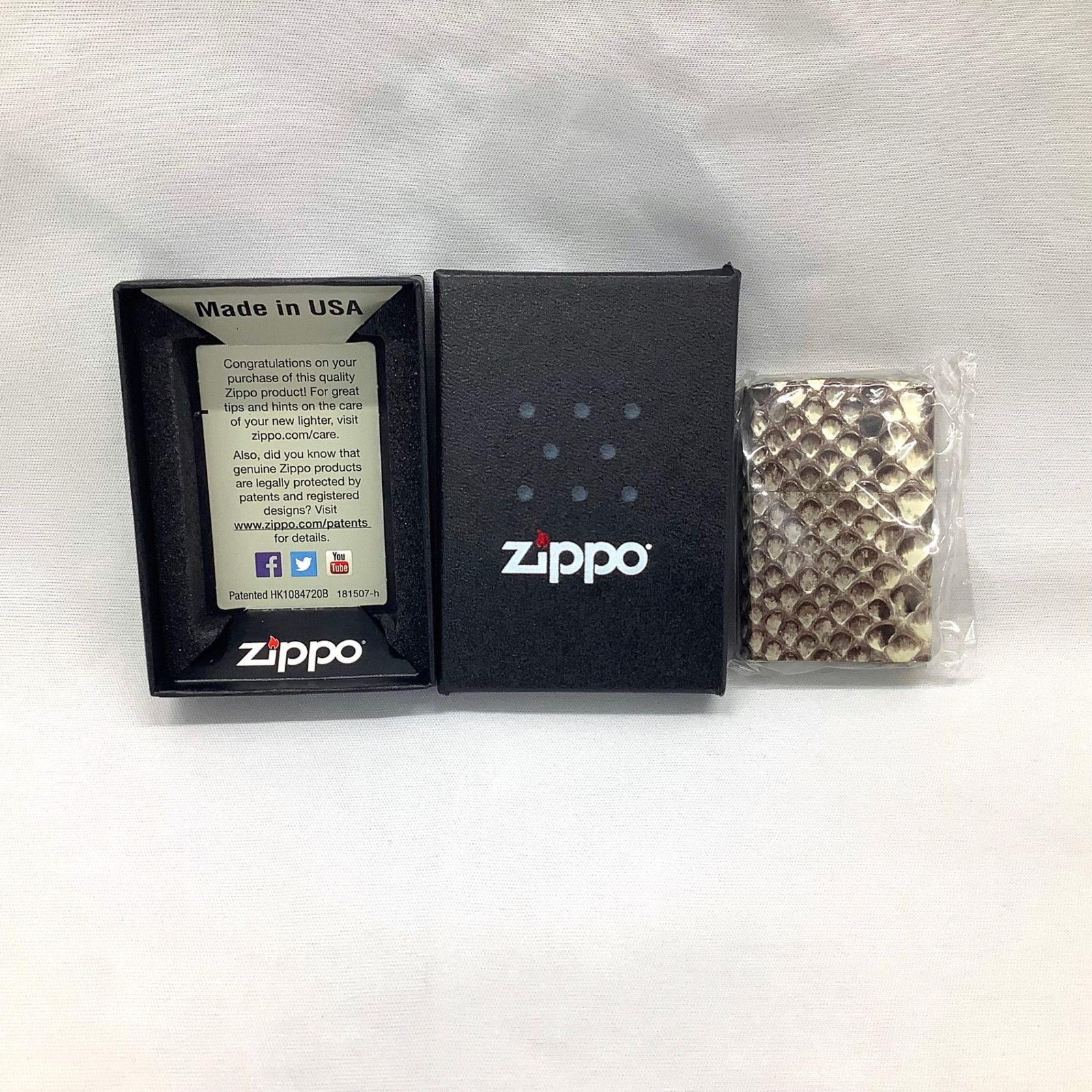 ジッポ ZIPPO パイソン柄 箱あり オイル 石付き 未使用品 新品【中古】MK-3