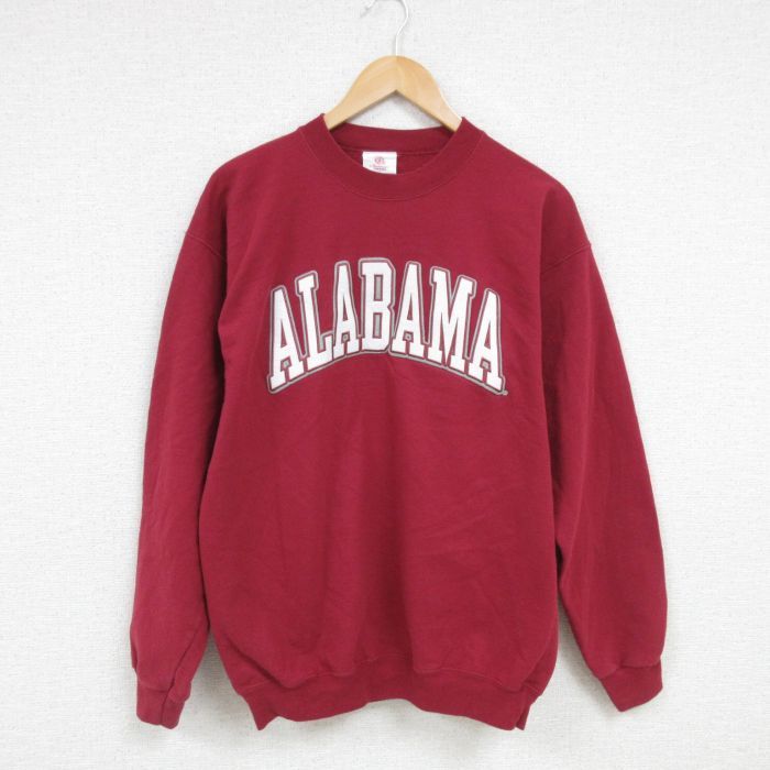 M/古着 長袖 スウェット メンズ 00s ALABAMA 刺? クルーネック エンジ 25jan14  スエット トレーナー トップス