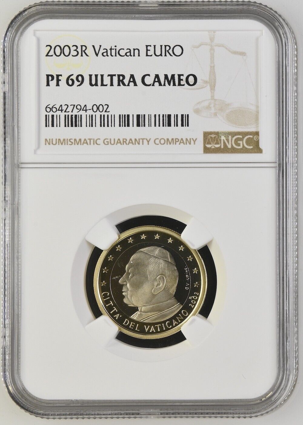 VATICAN coin 1 Euro 2003 NGC PF69 Ultra Cameo - メルカリ