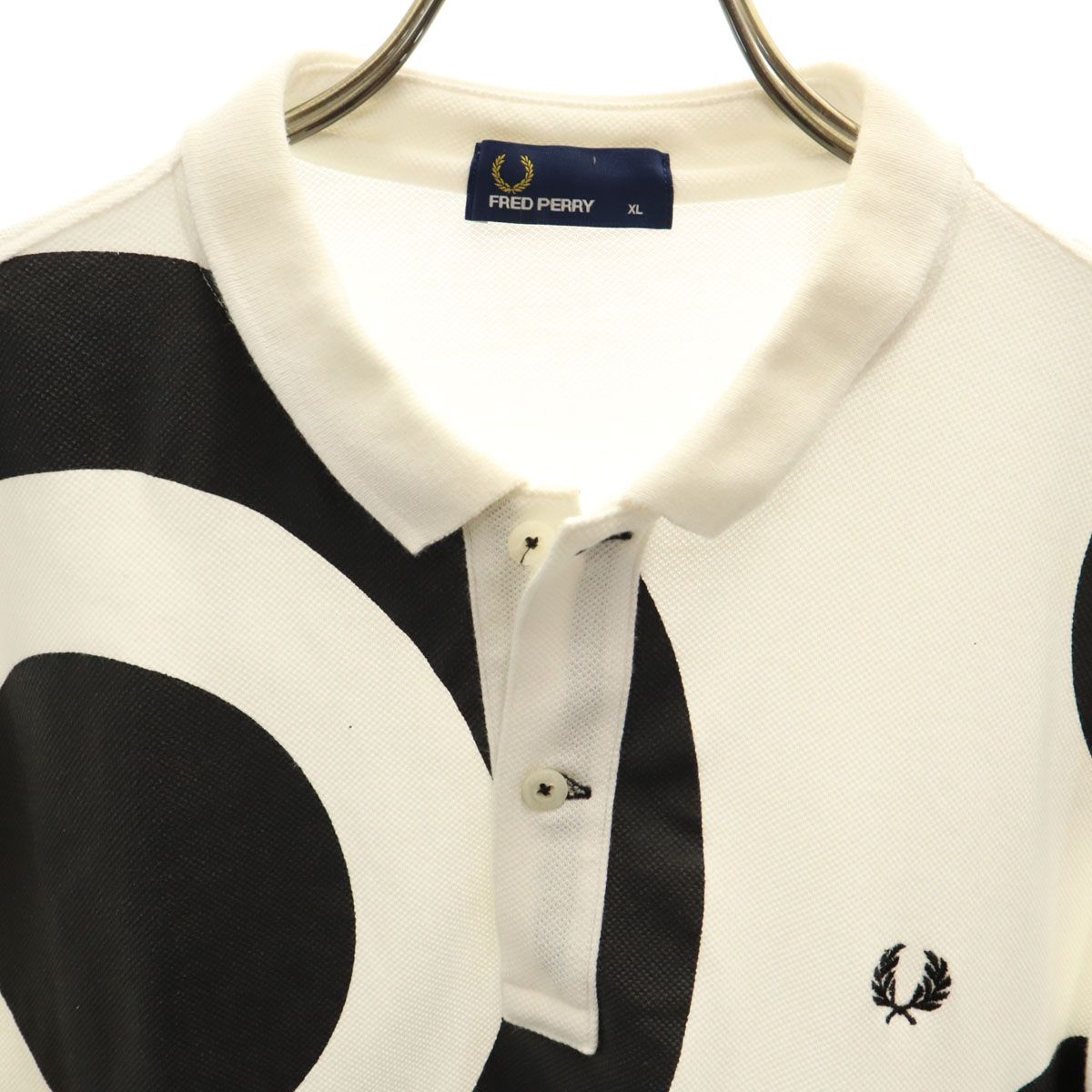 テディ、美品！(XL)フレッドペリー　ホワイトポロシャツ FRED PERRY フレッドペリー 日本製 半袖 ポロシャツ XL ホワイト