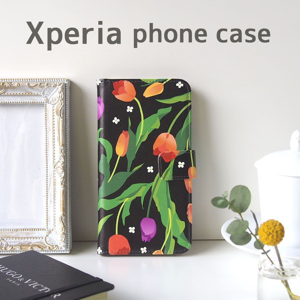 ＜Xperia対応＞チューリップの手帳型スマホケース