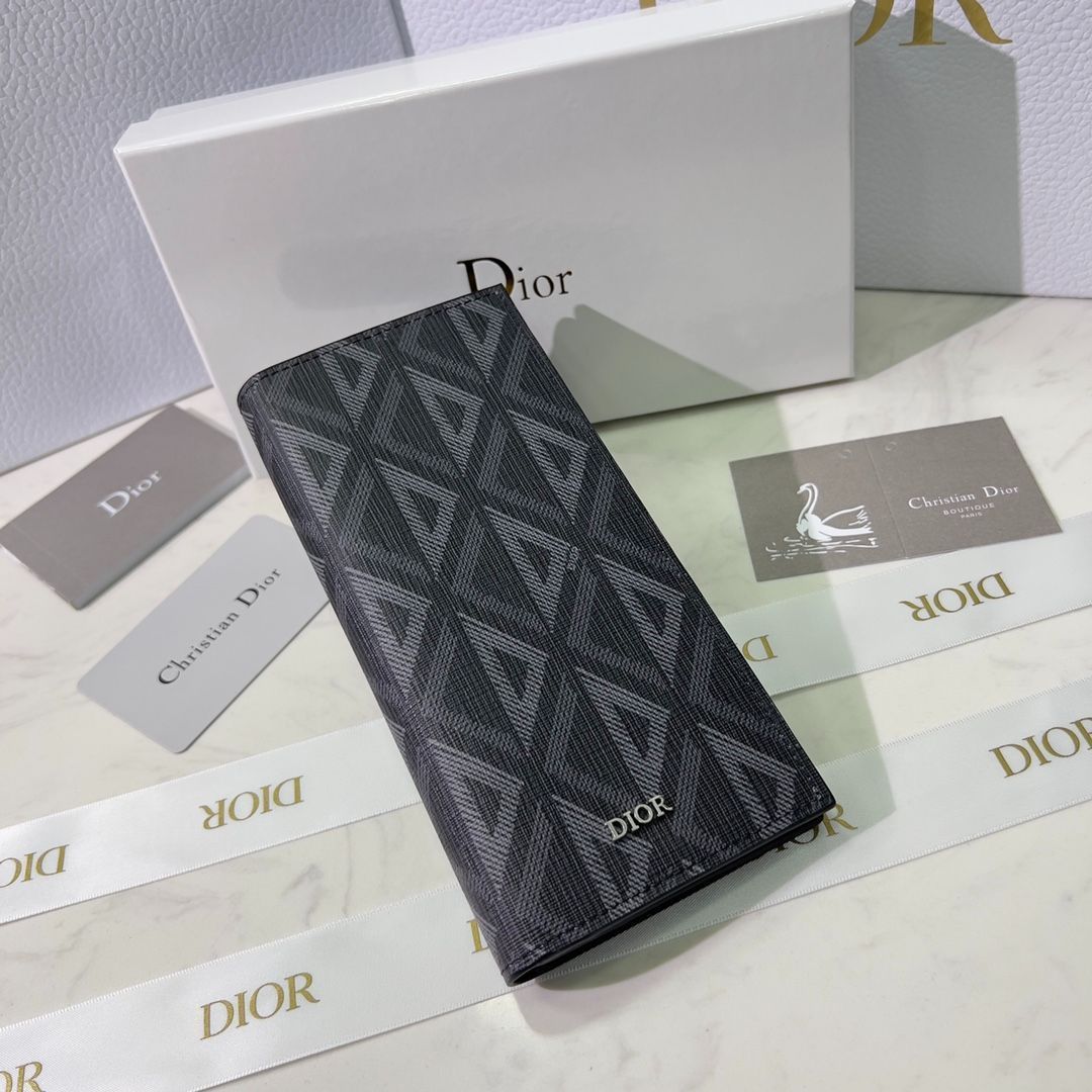 【Dior ディオール】メンズ「Dior」オブリーク柄人工革長財布 - 新品