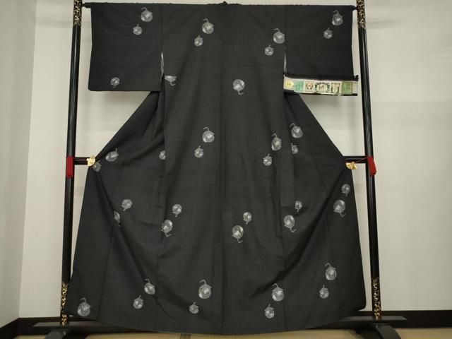 平和屋着物○結城紬 奥順 はたおり娘 茄子 証紙付き 正絹 逸品