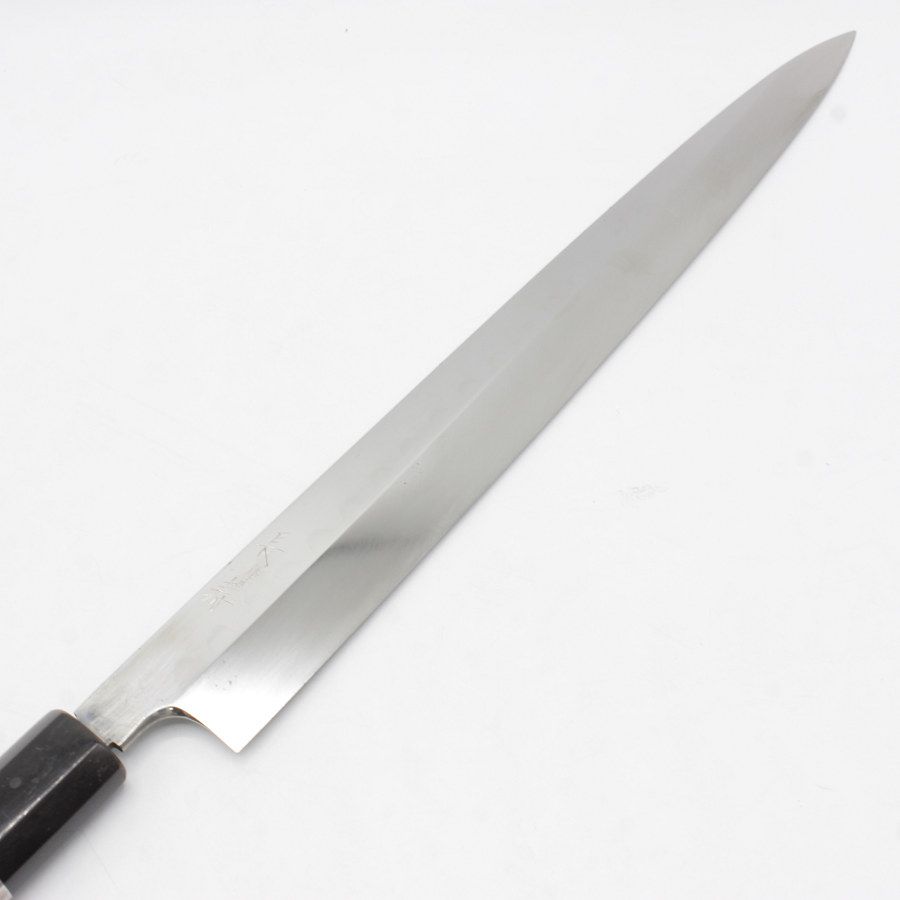 長寿 仙 本焼 柳包丁 尺一 銀巻黒檀柄 鏡面 刃渡り約330mm 和包丁 本焼