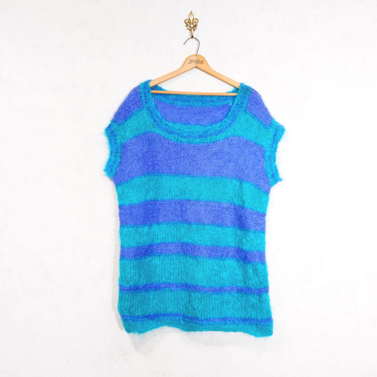 絶対にお買得!  EU VINTAGE BORDER PATTERNED MOHAIR KNIT VEST ヨーロッパ古着ボーダー柄モヘアニットベスト 半額以下