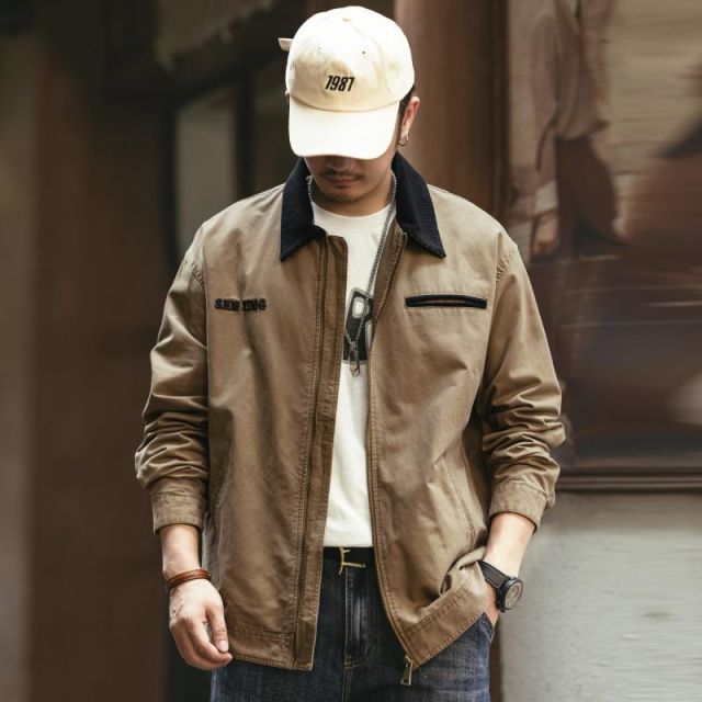 メンズ ファッション 服 男性用 オシャレ シンプル 大人 かっこいい 大きいサイズ ストリート 紳士服 グリーン デトロイト レトロ ワークジャケット ヘビー カジュアル ジャケット