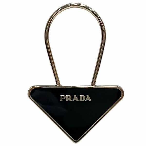 プラダ M713X ロゴ 三角プレート チャーム キーリング ブランド小物 