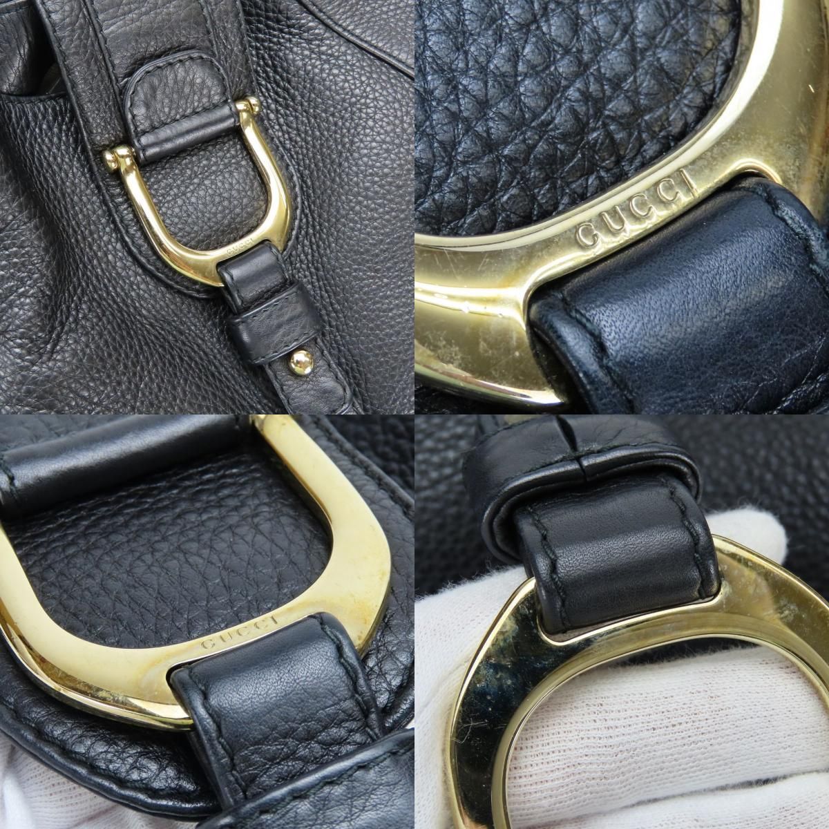 中古】 グッチ トートバッグ 268747 レザー ブラック ゴールド金具