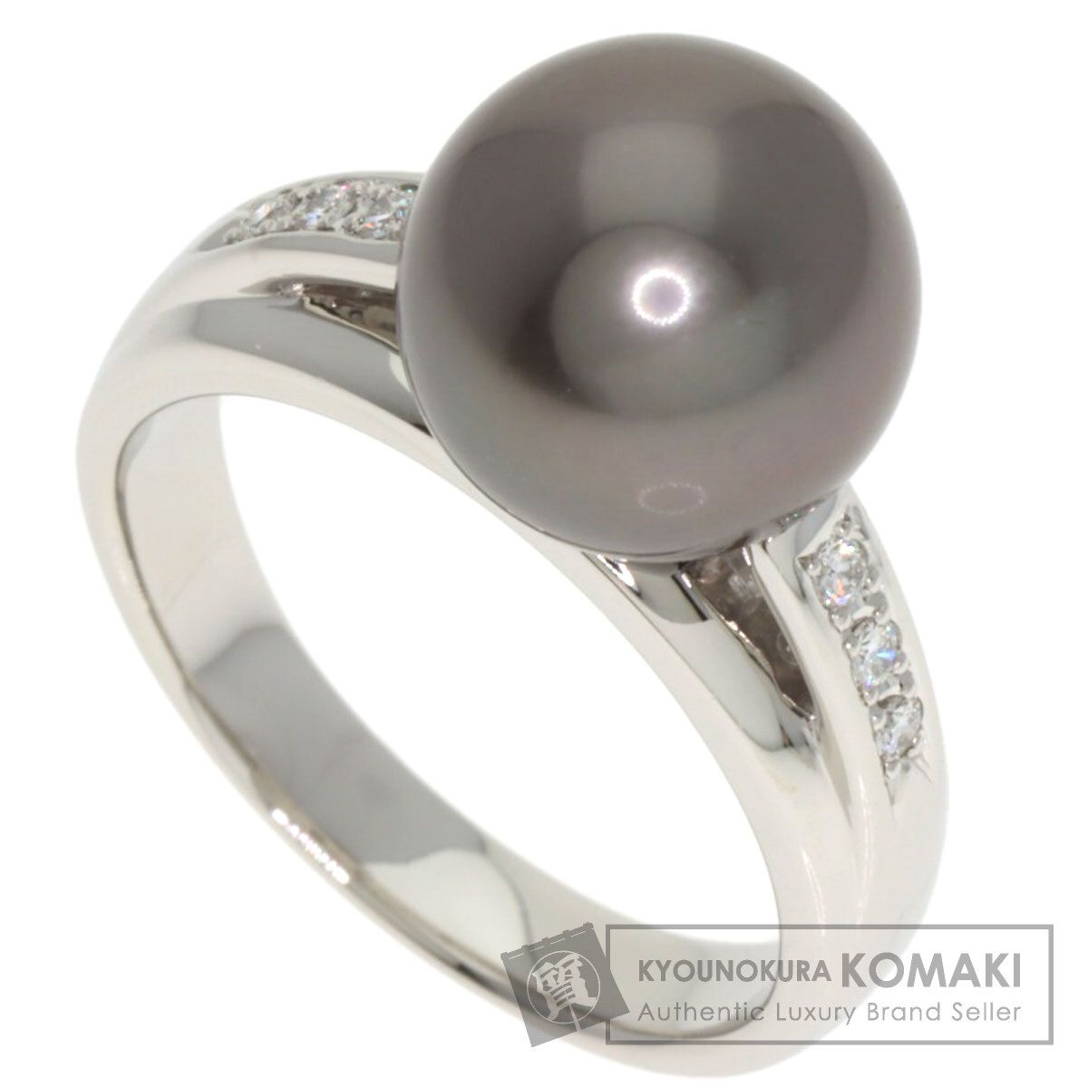 TASAKI タサキ 黒蝶パール 真珠 ダイヤモンド リング 指輪 PT900 レディース