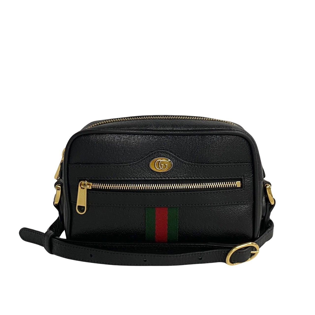 極 美品 GUCCI グッチ オフィディア シェリーライン GG ロゴ 金具 レザー 本革 ミニ ショルダーバッグ ポシェット ブラック 74536  - メルカリ