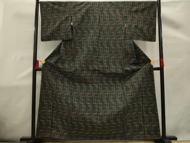 平和屋着物□本場大島紬 幾何学文様 正絹 逸品 AAAV3392sx 平和