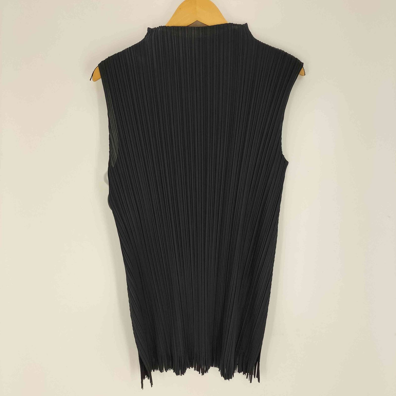 プリーツプリーズイッセイミヤケ PLEATS PLEASE ISSEY MIYAKE 17SS ボトルネック 裾フリンジ デザイン ノースリーブ ワンピース レディース JPN 3