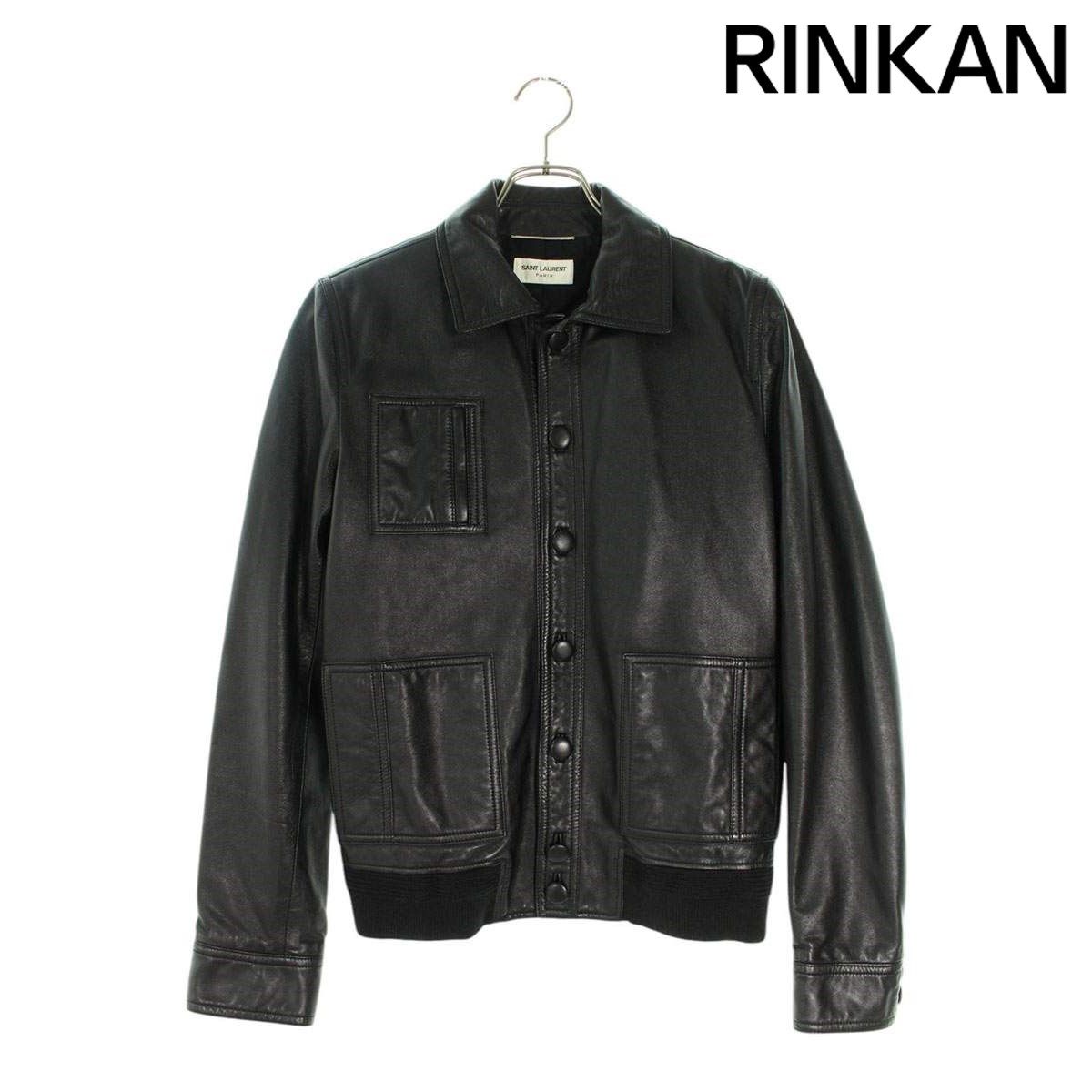 サンローランパリ  19AW  605755 YC2OC ラムスキンリブレザージャケット メンズ 48