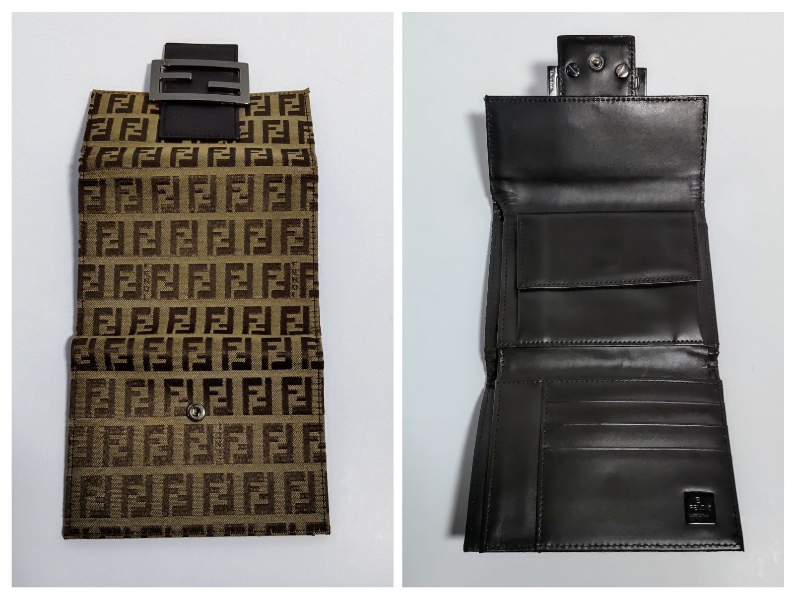 USED中古品】FENDI フェンディ ズッカ柄 3つ折り財布 キャンバス