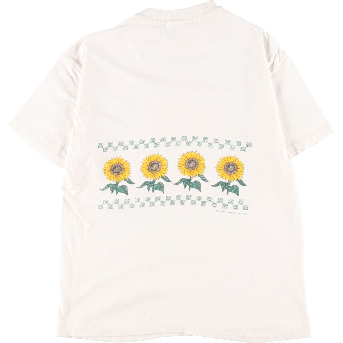 古着 90年代 ヘインズ Hanes BEEFY-T 青タグ ひまわり柄 プリントT 