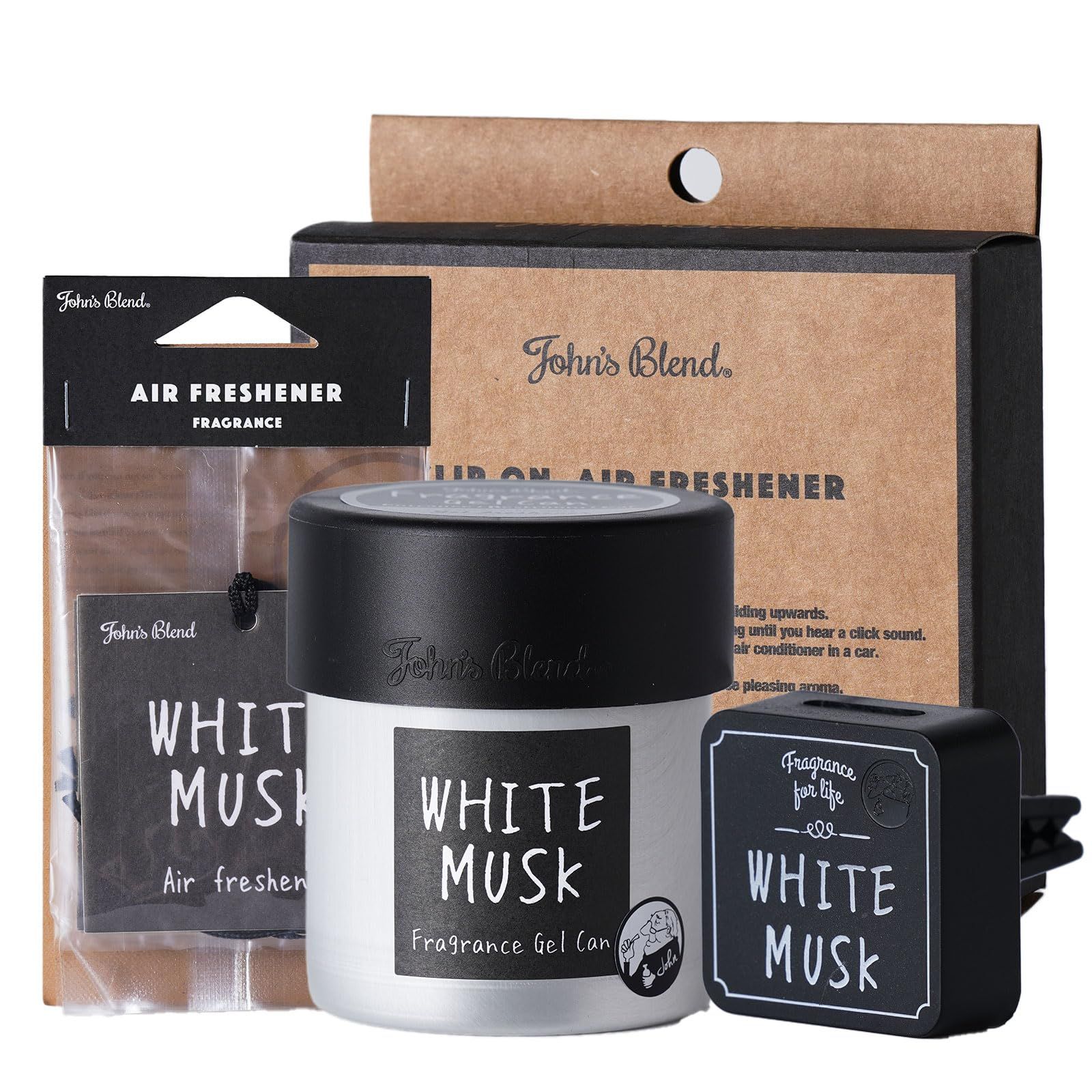 新品 ホワイトムスク 車 芳香剤 ジョンズブレンド カーフレグランスセット 車用芳香剤 カーフレグランス 誕生日プレゼント