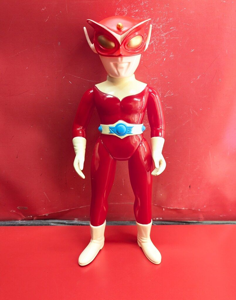 ブルマァク 新 怪獣シリーズ レッドマン 大レッドマン レッドナイフ付き 面替え 赤成型 クリーム塗装