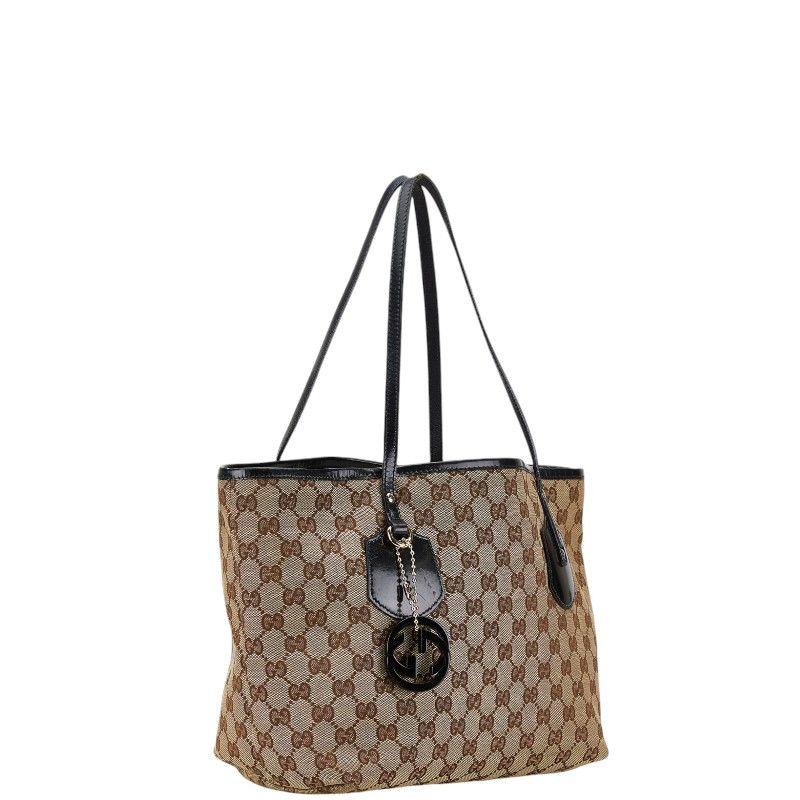 グッチ GGキャンバス ベージュ ブラウン キャンバス レザー レディース  