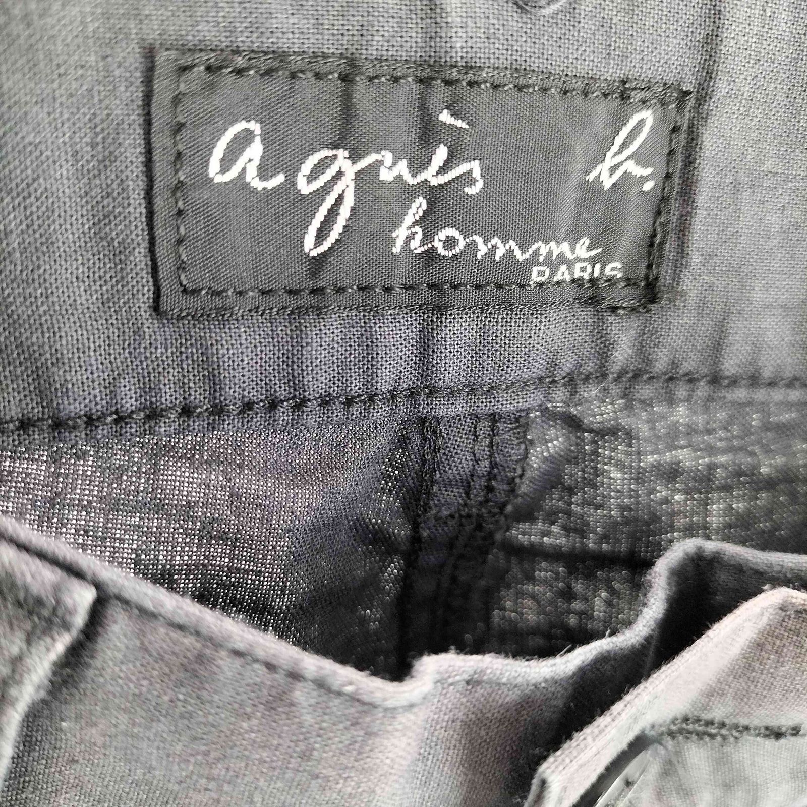 90s フランス製 agnes b. homme トカゲ ブラックツイルパンツ 90s フランス製 agnes b. homme トカゲ ブラックツイルパンツ