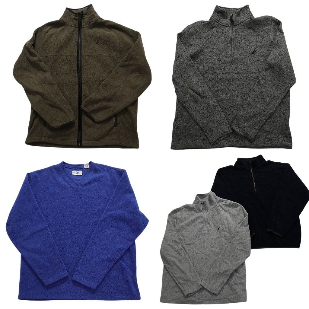古着卸 まとめ売り ブランドMIX フリース 5枚セット (メンズ M /L ) ノーティカ ギャップ ハーフジップ Vネック フルジップ MW9355