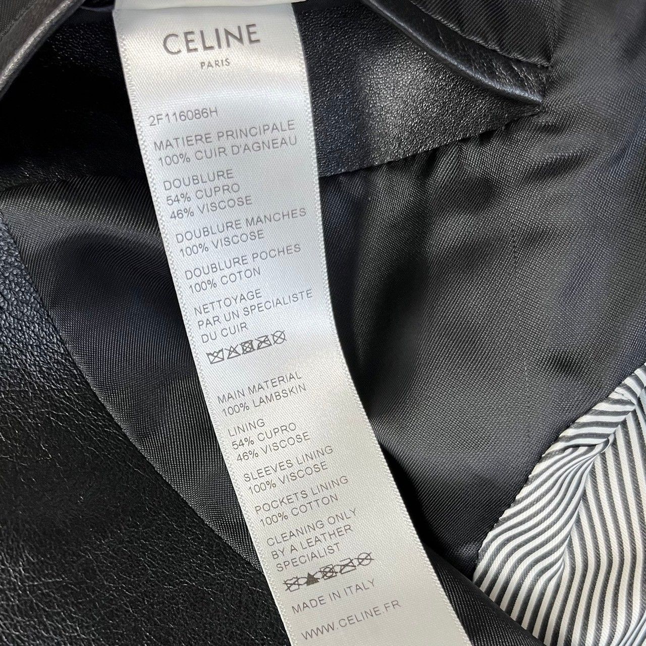 CELINE セリーヌ ラムレザー2Bクラシックテーラードジャケット 2F116086H