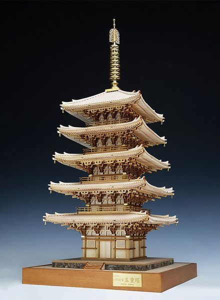 木工用アロンアルファ＋カッター＋紙やすり付き ウッディジョー 木製建築模型 1|75 醍醐寺 五重塔 佐川急便