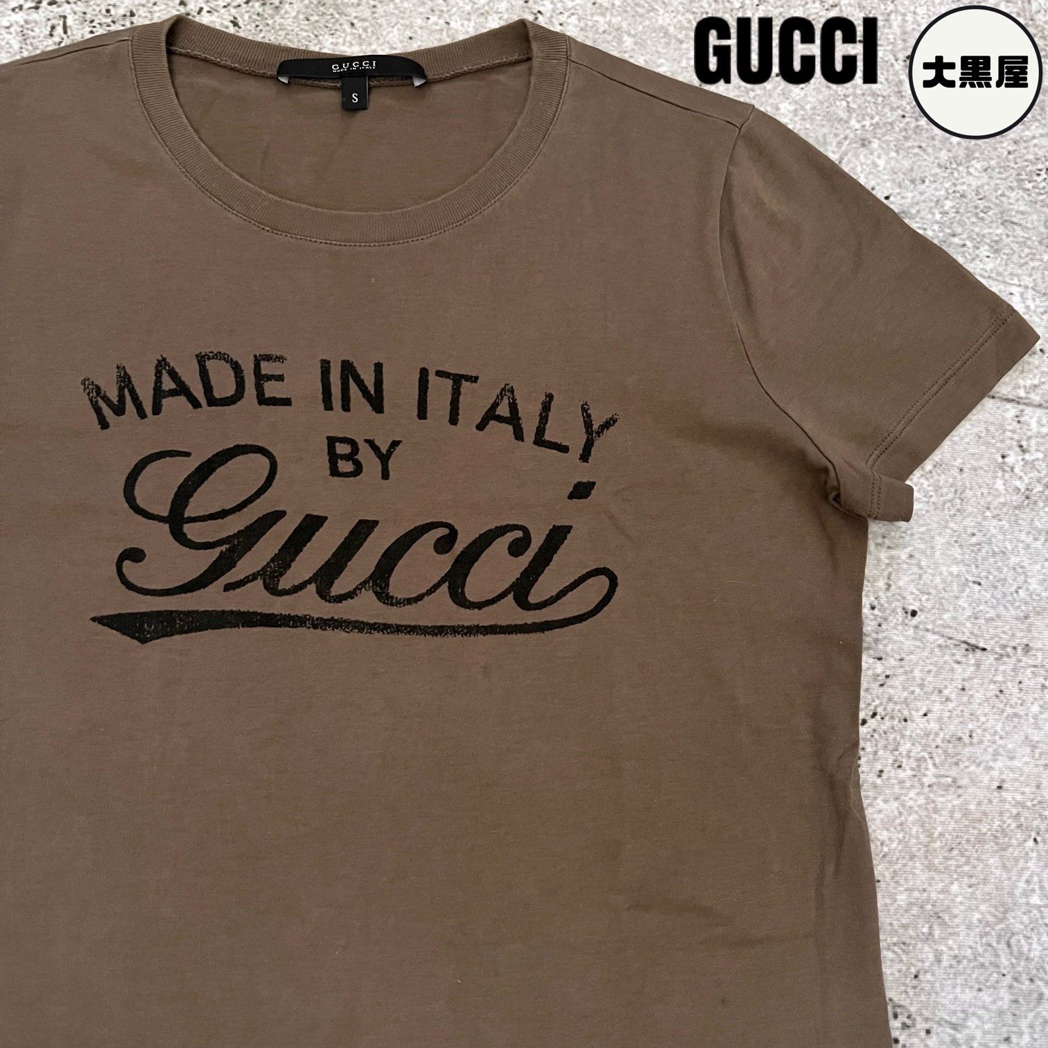 GUCCI グッチ Tシャツ グレー ロゴ 筆記体 イタリア 半袖カットソー