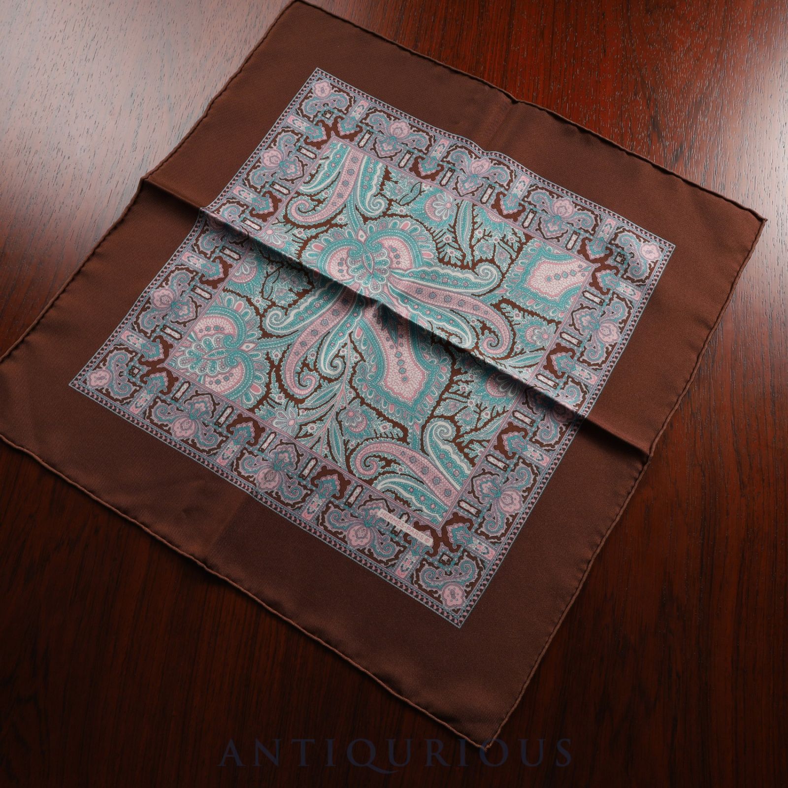 エルメス スカーフ カレ45 ペイズリー柄 ブラウン SILK