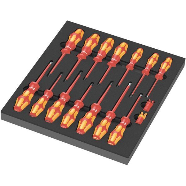 WERA ヴェラ 16点組 Kraftform VDEハンドル 絶縁 ドライバー ホルダーセット フォームインサート付 150102 工具 ツール DIY