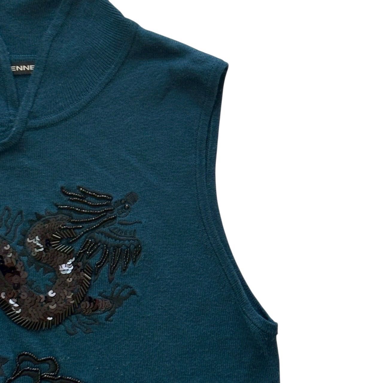 スパンコールノースリーブニット 青系