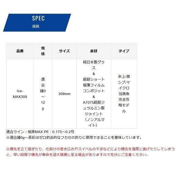 フィッシング バリバス ワカサギ竿 ワカサギ穂先 Ice-MAX309 アイス
