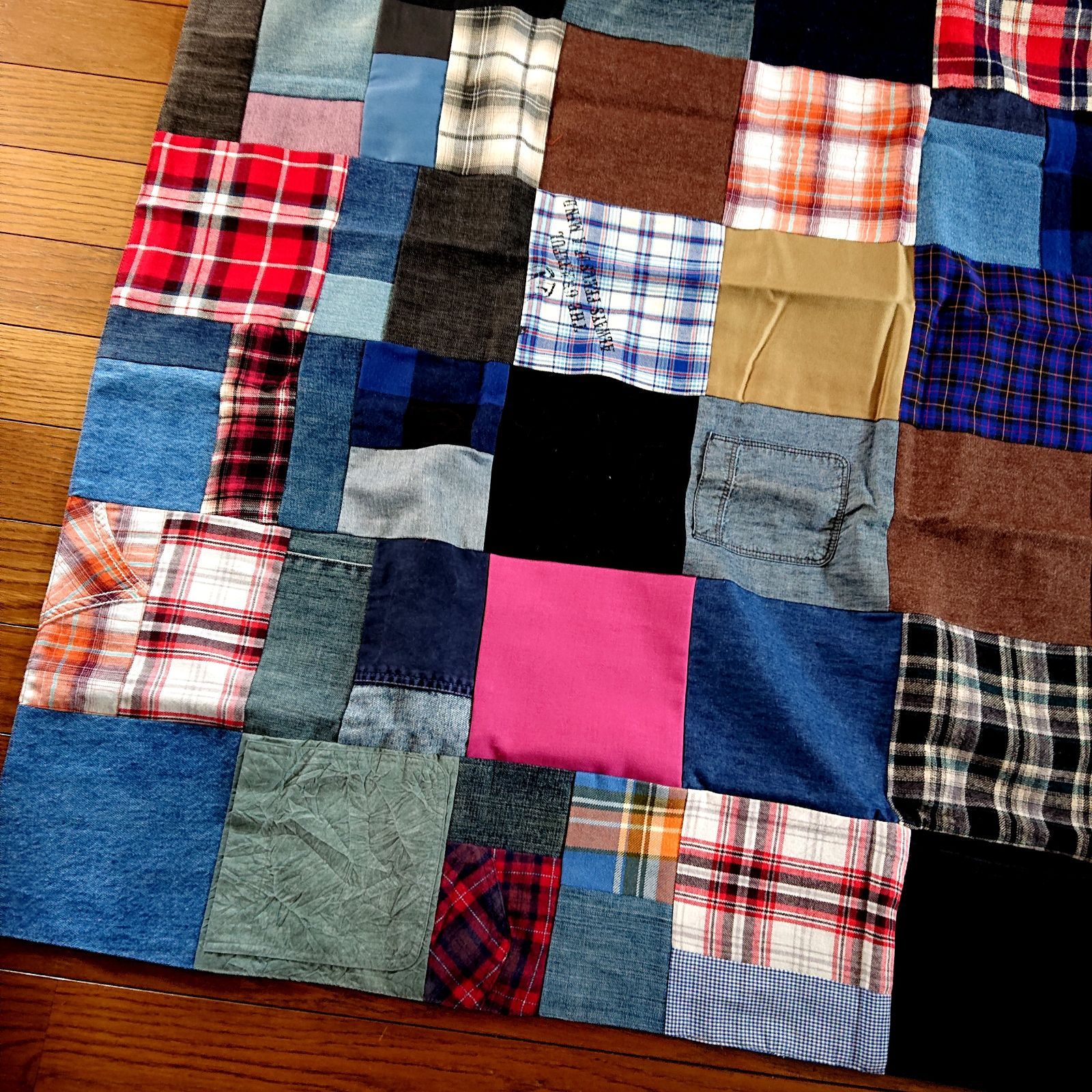 パッチワーク　　マルチカバー マルチクロス パッチワーク 刺し子 マルチカバー ハンドメイド