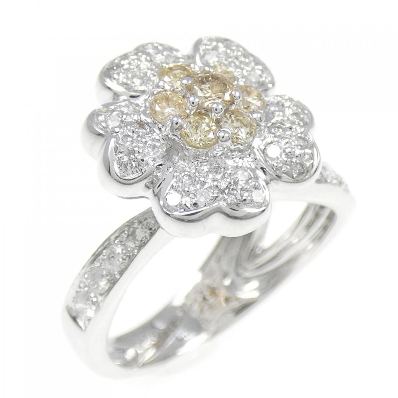 750WG フラワー ダイヤモンド リング 0.31CT - メルカリ 
