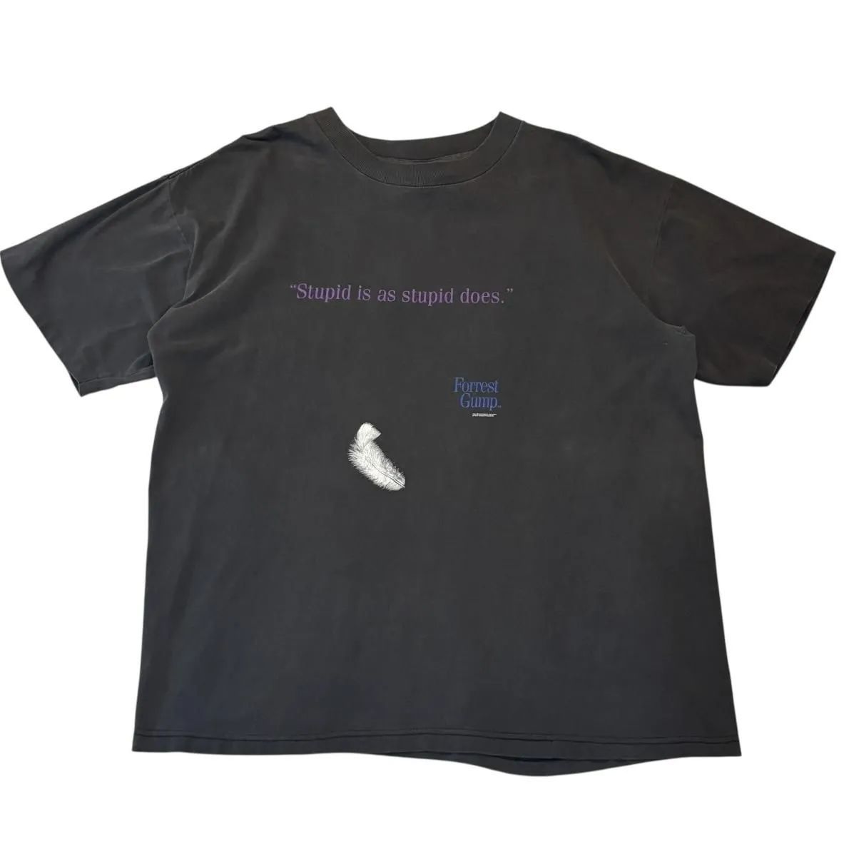 VINTAGE 90s Forrest Gump S/S TEE XL Black Movie STANLEY