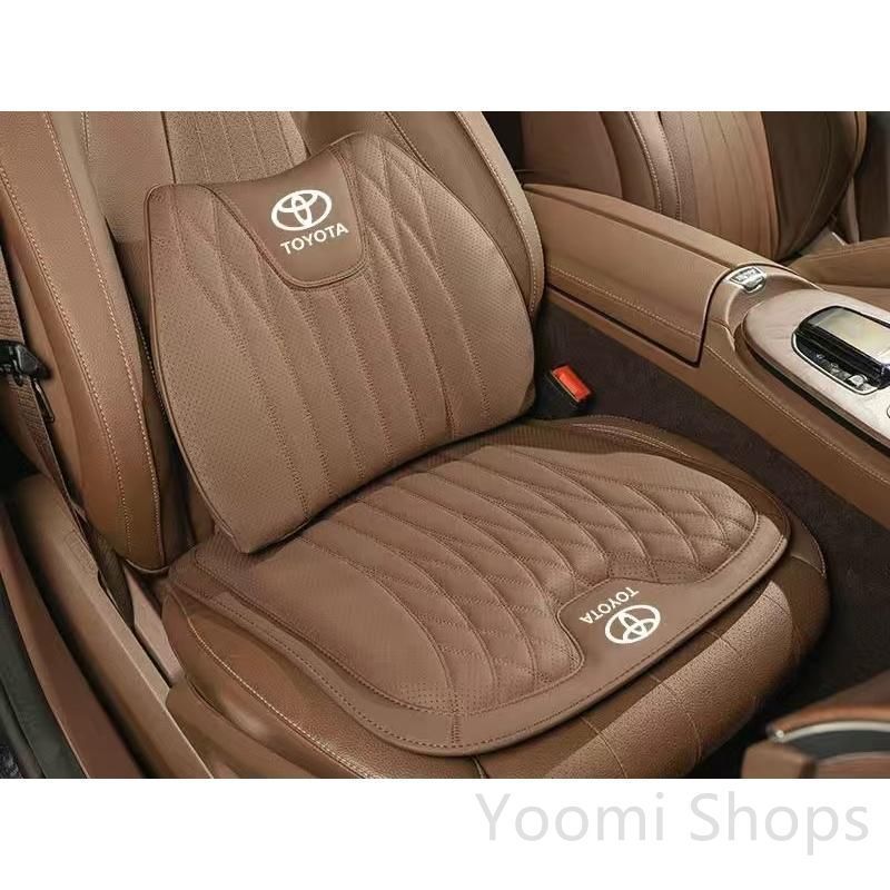 【新品未使用】トヨタ TOYOTAブラウンシートクッション 車用 シートカバー ナッパ レザー 腰当て 滑り止め 弾性 座布