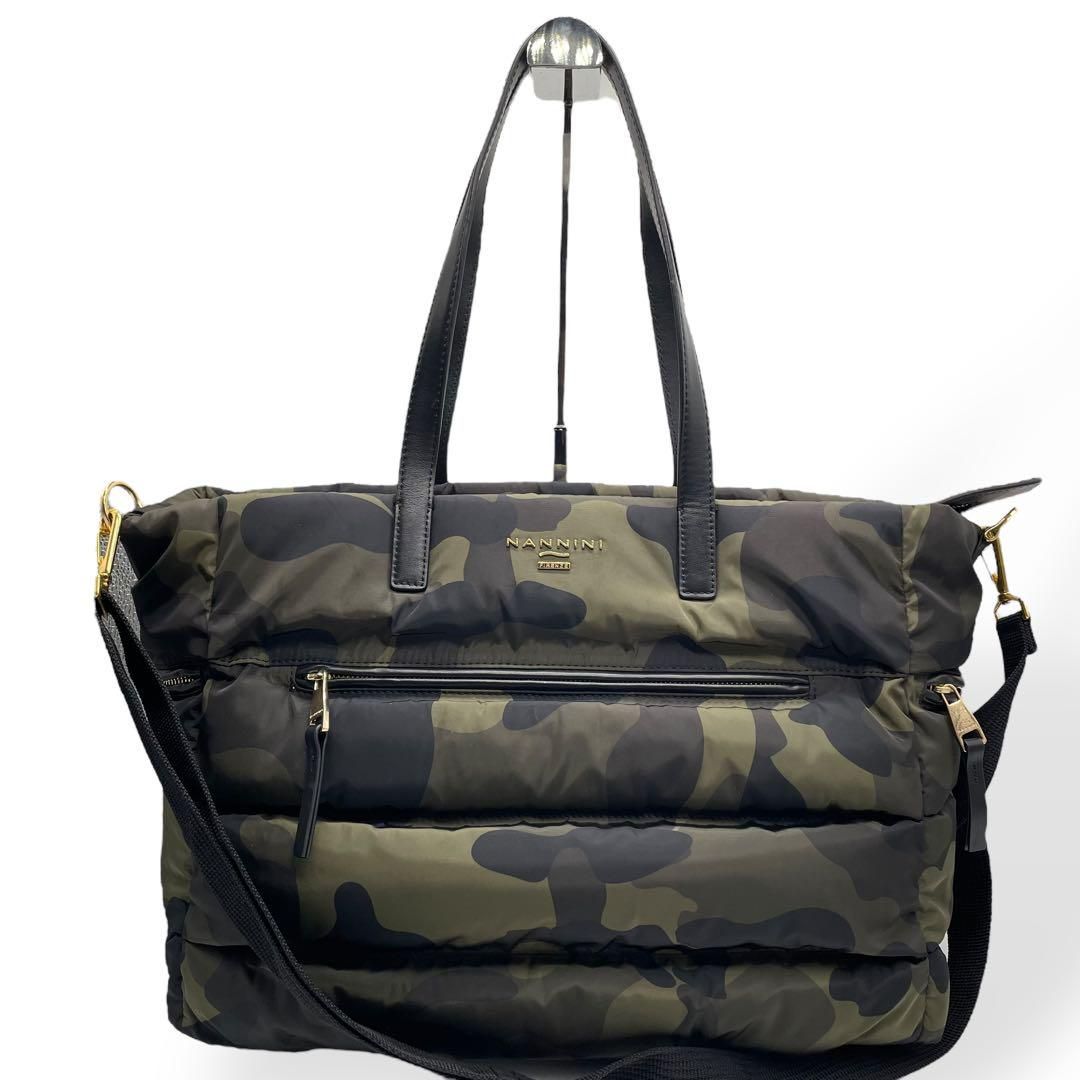 美品　NANNINI ナンニーニ　２way トートバッグ ナイロン　大容量　カモ 美品 NANNINI ナンニーニ 2way トートバッグ ナイロン 大容量