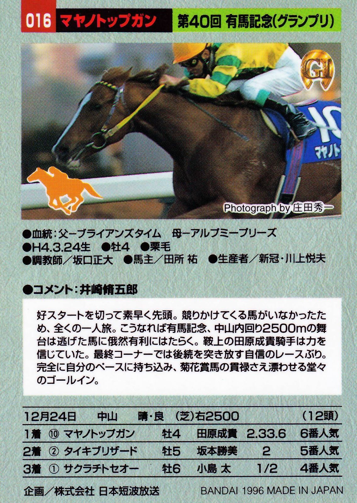 マヤノトップガン　95年 有馬記念　的中単勝馬券 1995年 有馬記念（GⅠ） | マヤノトップガン | JRA公式 - YouTube