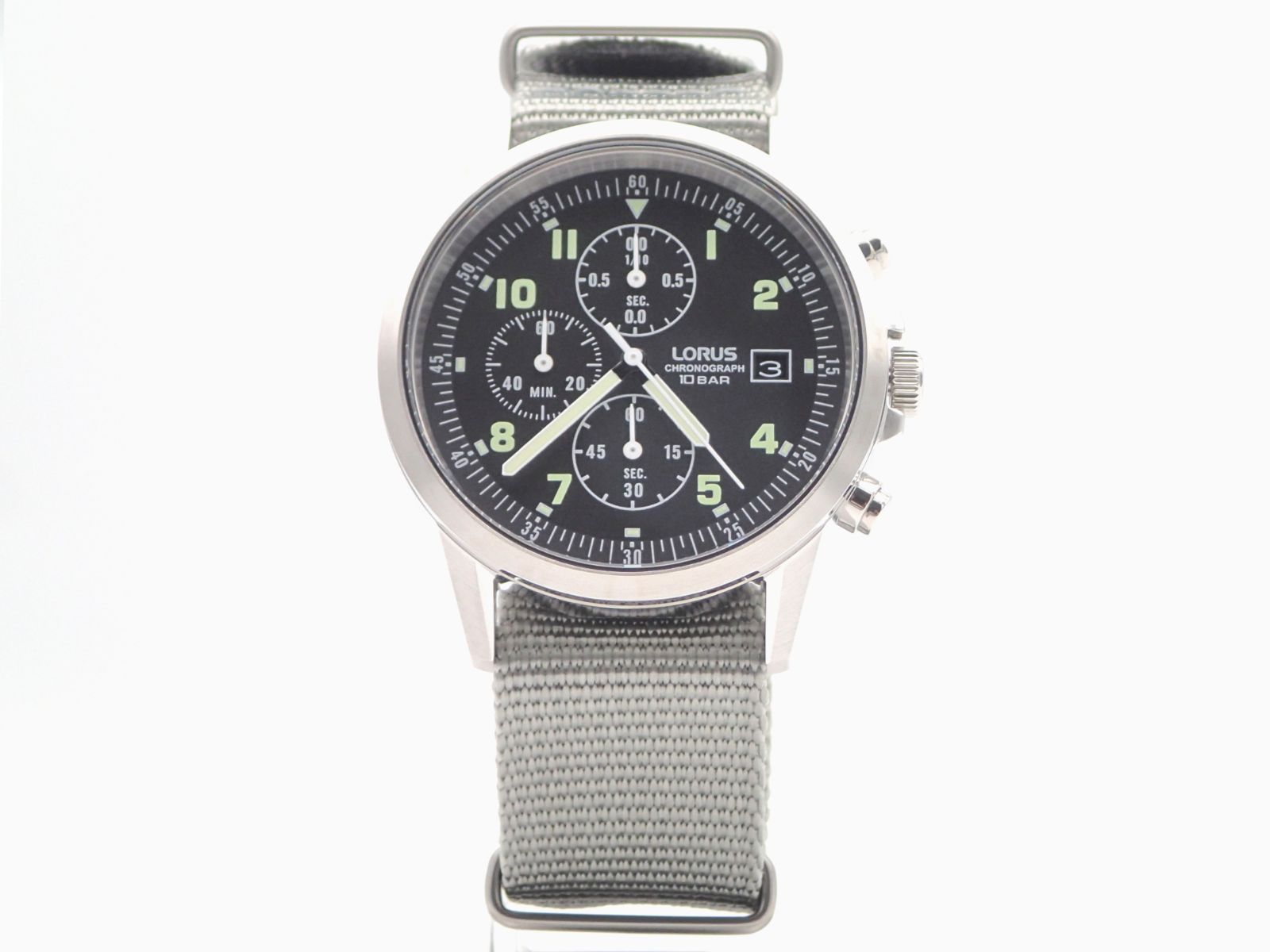 SEIKO LORUS Military Chronograph Watch LumiBrite Black Grey