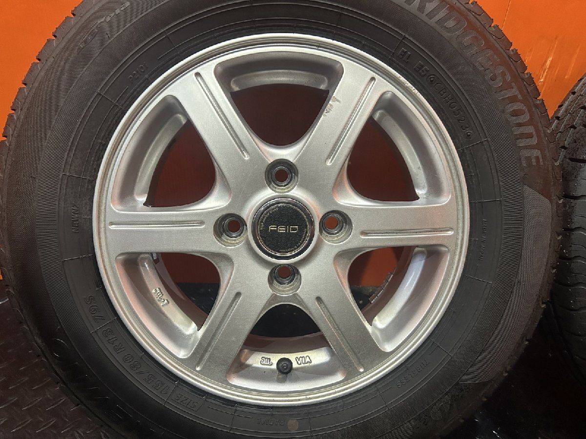 タイヤ走行短め【BS NEWNO 155/80R13】夏タイヤ【FEID 社外ホイール 13  