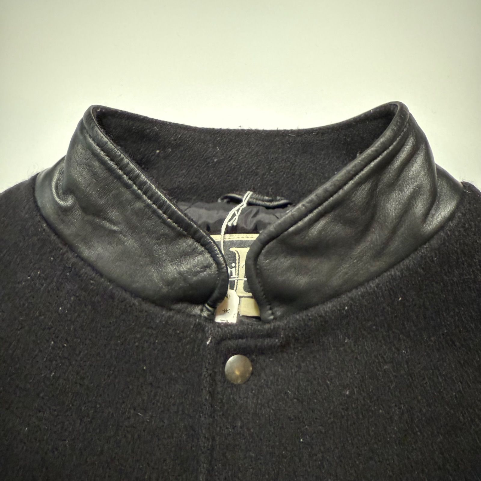 クライスラー刺繍 ブラックウールレザースタジャン カナダ製