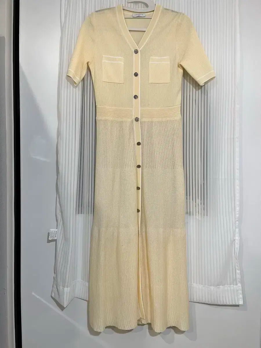 サンドロ sandro 半袖 ロングニットドレス アイボリー