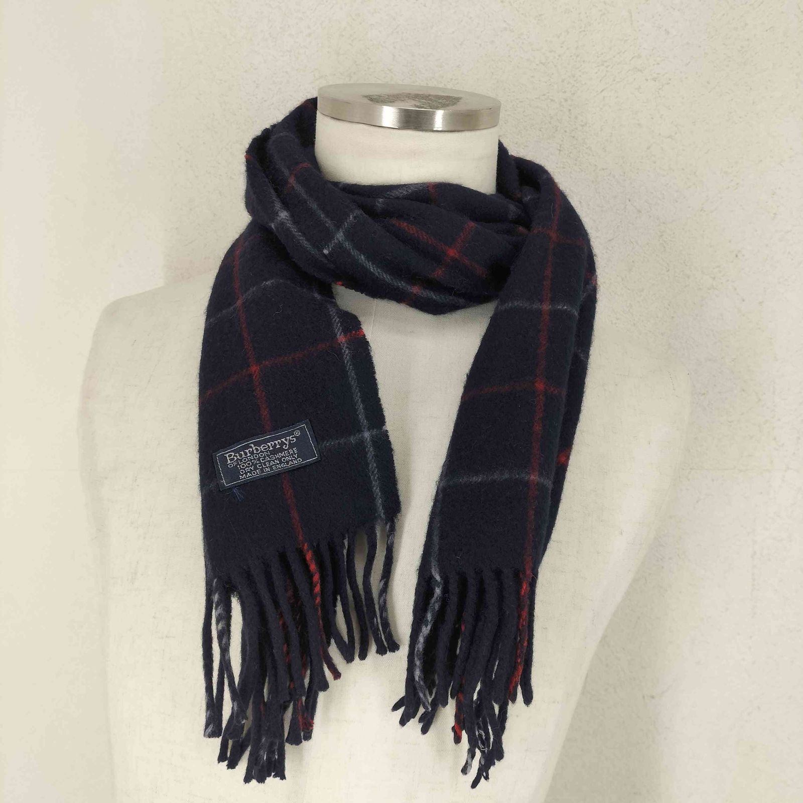 バーバリーズ BURBERRYS カシミヤ100 チェック柄マフラー メンズ 表記