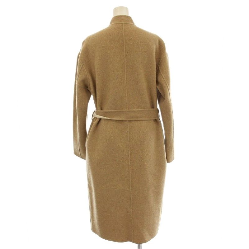 ユナイテッドアローズ UNITED ARROWS ノーカラー コート ウール ロング ベルテッドコート 38 ベージュ1525-199-3220 | G