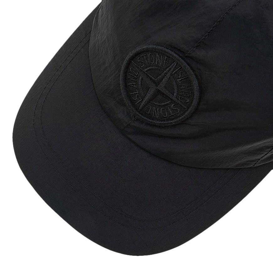 【美品】ストーンアイランド ブラック ベースボールキャップ 刺繍ロゴ付き STONE ISLAND ストーンアイランド キャップ ベースボール