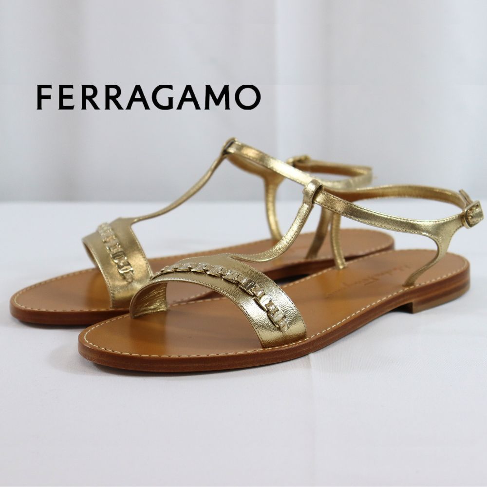 26.5cm【限定セール】新品・未使用 FERRAGAMO フェラガモ サンダル フラットソール 01R524 733871 GOLD ゴールド  サルヴァトーレ フェラガモ SALVATORE FERRAGAMO 大きいサイズ - メルカリ