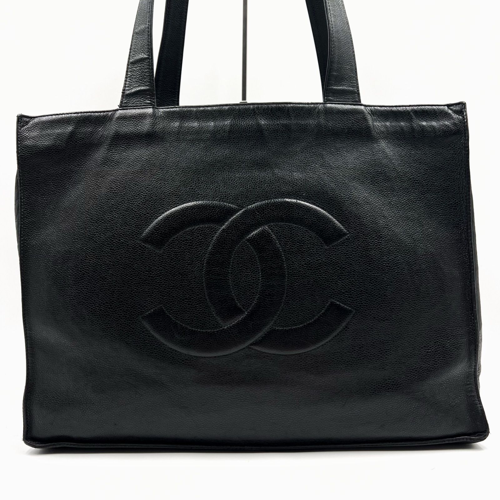 CHANEL シャネル トートバッグ ハンドバッグ ココマーク デカココ キャビアスキン レザー ゴールド金具 レディース ブラック 黒色 A4  大容量 - メルカリ