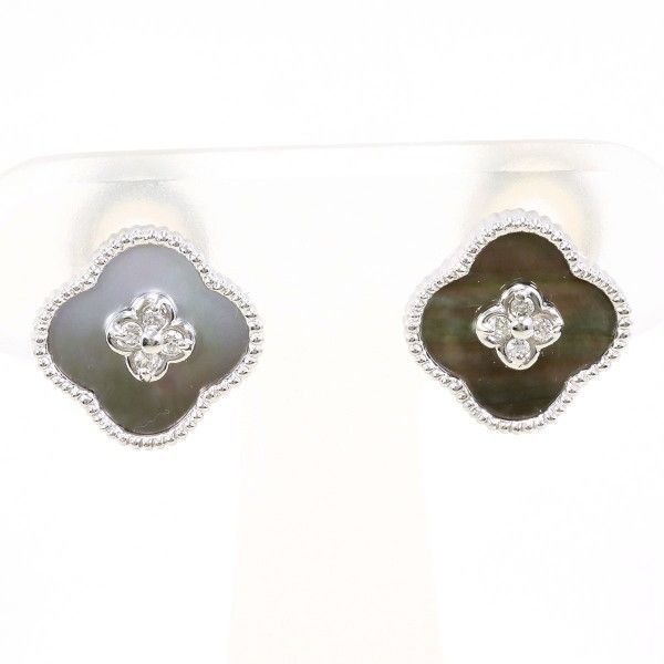 K14WG イヤリング clip-on earrings シェル ダイヤ 0.04 ×2 総重量約3.1g