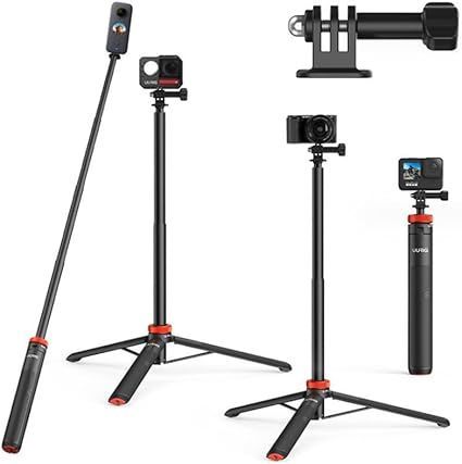 【在庫処分】Gopro Hero 13 12 11 10 9 8 7 6 5 用 自撮り棒 三脚 一脚兼用 スマホ三脚 28-130cm折畳一体式 5段階伸縮 じどり棒 INSTA360 Ace Pro/Ace/ONE X4/X3/ONE X2/ONE