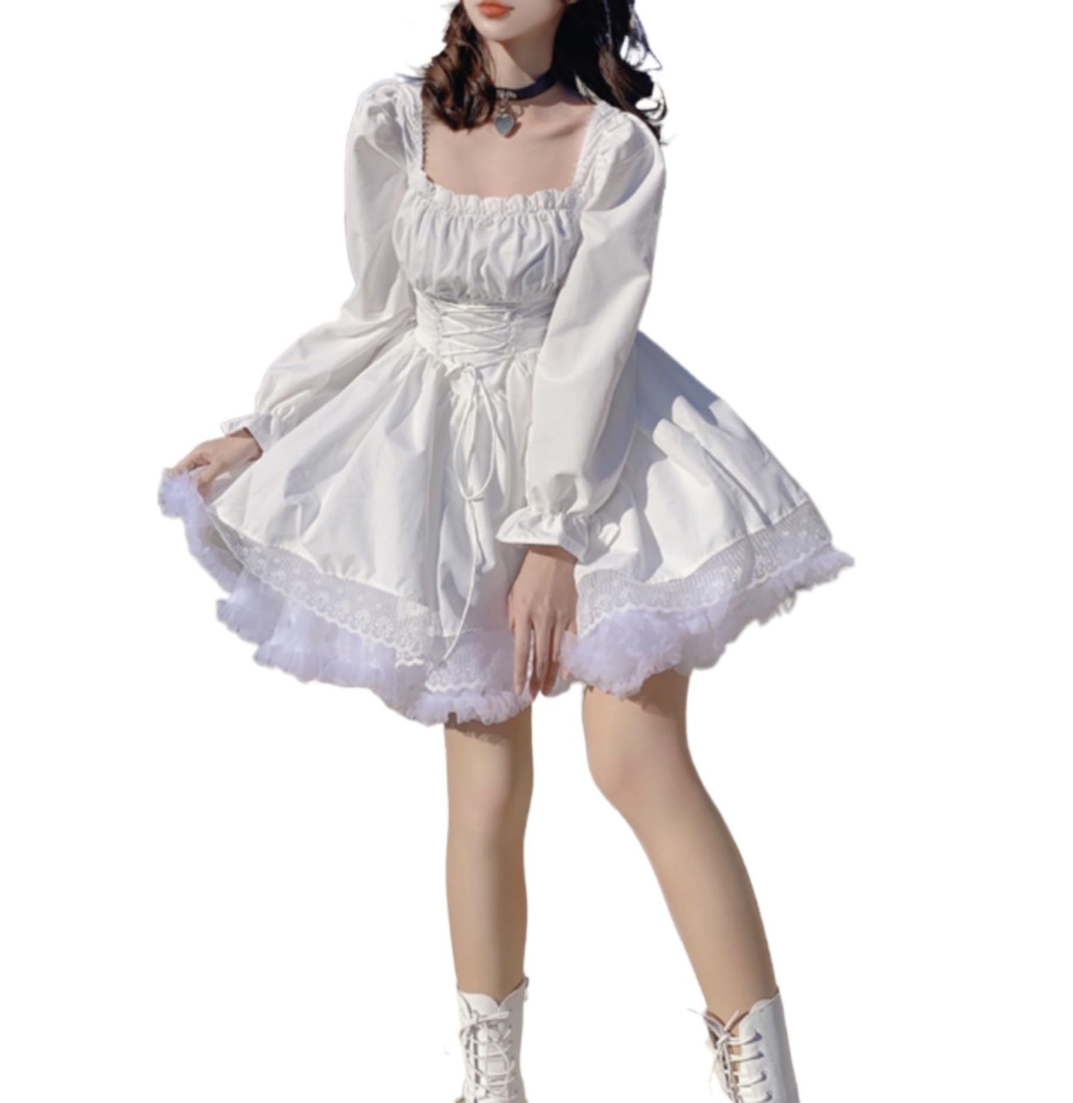 [CosMisty] ワンピース ロリータ コスプレ 衣装 レディース Lolita ゴスロリ プリンセス お嬢様 ドレス ショート スカート 森ガール ハロウィン (L) [L]