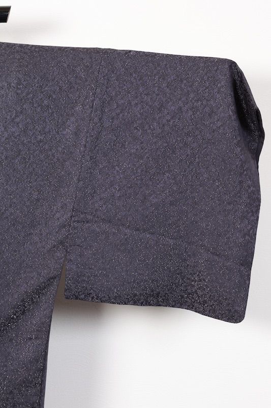 メンズキモノ 絵羽 紫 墨 白 ゴールド 金糸通し 波 たたき B1027